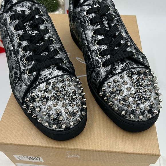 Men's Christian Louboutin, Louis Jr, orloto storm print Leather sneakers size 45 - Picture 2 of 11